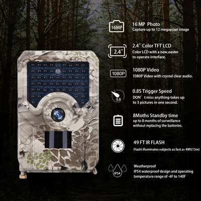 PR200  Hunting Trail Cameras CMOS 12MP 1080P